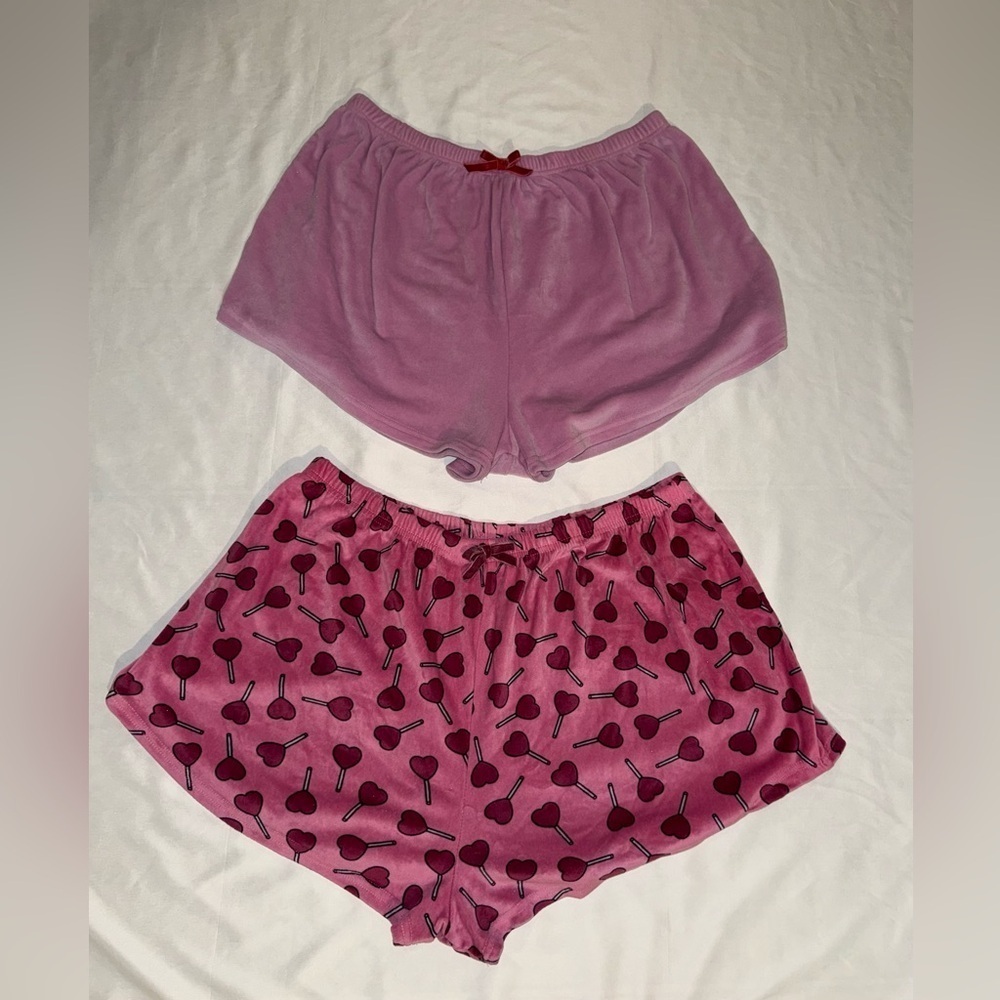 Valentine’s Day Pink and Cherry Print Pajama Shorts Bundle Size 2X